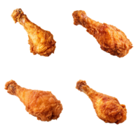 Fried chicken leg collection isolated on transparent background. ai generated png