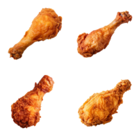 Fried chicken leg collection isolated on transparent background. ai generated png