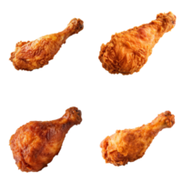 Fried chicken leg collection isolated on transparent background. ai generated png