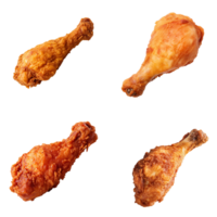 Fried chicken leg collection isolated on transparent background. ai generated png