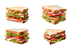 Collection of sandwich isolated on transparent background. ai generated png