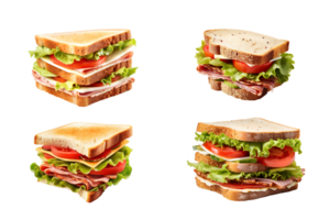 Collection of sandwich isolated on transparent background. ai generated png