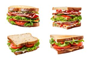 Sammlung von Sandwich isoliert auf transparent Hintergrund. ai generiert png