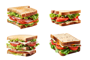 Collection of sandwich isolated on transparent background. ai generated png