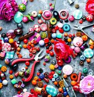 Beading process,colorful beads photo