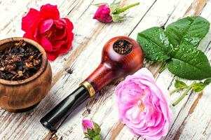 Smoking rose-flavored tobacco photo