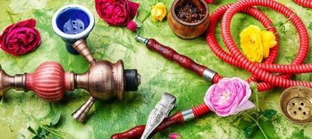 Oriental hookah with rose scent photo