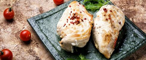 Baked healthy chicken breasts photo