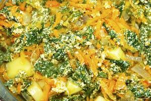 Nettle soup with carrots, close up. photo