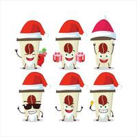 Santa Claus emoticons with coffee milk cup cartoon character vector