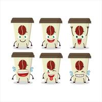 Cartoon character of coffee milk cup with smile expression vector