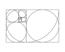 Golden ratio template. Method golden section. Fibonacci array, numbers. Golden proportions. Vector illustration.