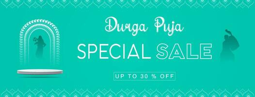 Goddess Maa Durga Face in Happy Durga Puja, Dussehra, and Navratri Celebration Concept for Web Banner, Poster, Social Media Post, and Flyer Advertising Durga Puja Sale Banner Festival offer, Discount, vector