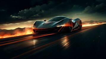 AI generated Desktop wallpaper of car depicting speed photo