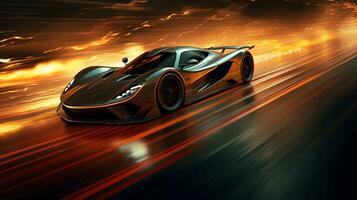 AI generated Desktop wallpaper of car depicting speed photo