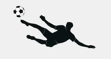 Man soccer player silhouette, footballer, man with ball vector