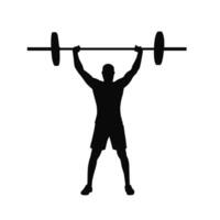 Weight lifting, man and woman lifting barbell vector