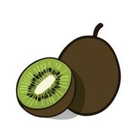 kiwi, uno kiwi Fruta cortar en mitades aislado en blanco antecedentes vector