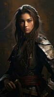 Beautiful samurai woman. Generative AI photo