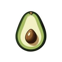 Whole avocado cut half isolated on white background vector