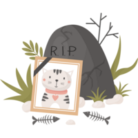 grave and portrait of dead cat png