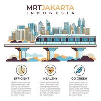 Flat illustration of Jakarta city with mass rapid transportation vector