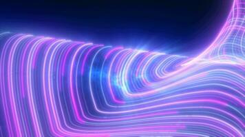 Abstract bright blue purple glowing flying waves from twisted lines energy magical background video