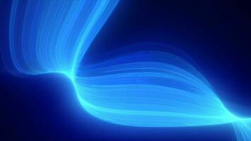 abstrakt blå lysande flygande vågor från rader energi magisk bakgrund video