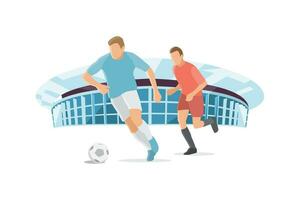 Two football player with stadion background vector Illustration