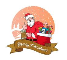 Christmas banner with cheerful Santa vector