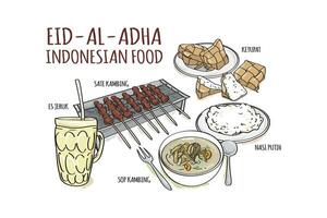 Indonesian Food usually served at Eid Al Adha vector