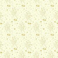 Seamless pattern magic hands with healing crystal art. Halloween elements in minimalistic style vector