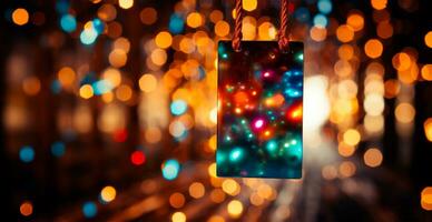 Bokeh lights art, abstract garland background - AI generated image photo