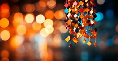 Bokeh lights art, abstract garland background - AI generated image photo