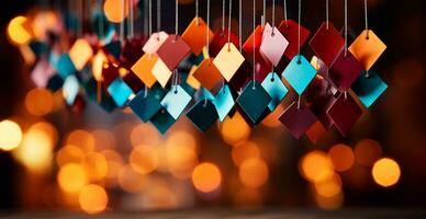 Bokeh lights art, abstract garland background - AI generated image photo
