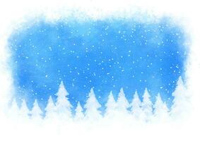 hand painted Christmas background with winter tree landscape vector