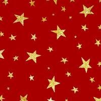 Christmas background with gold glittery stars design vector