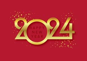 red and gold happy new year background with confetti vector