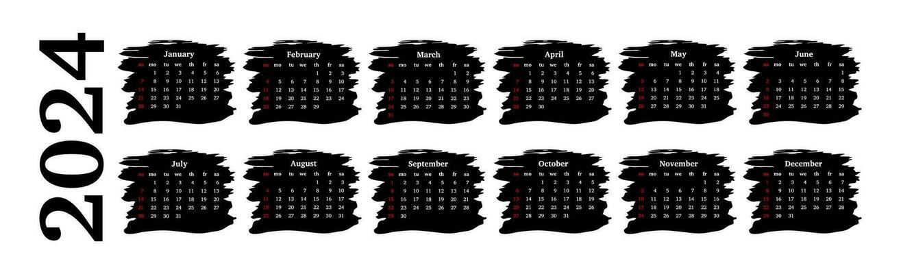Calendar for 2024 isolated on a white background