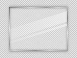 Glass plate in rectangle frame isolated on background. Vector illustration.