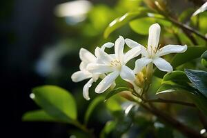 AI Generative photo of jasmine flower in a transcendent botanical garden