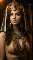 Beautiful woman like Queen of Egypt Cleopatra. Generative AI photo