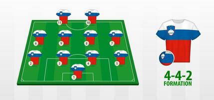 Slovenia National Football Team Formation on Football Field. vector