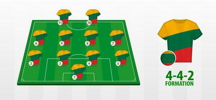 Lithuania National Football Team Formation on Football Field. vector