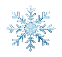 Beautiful blue snowflake on transparent background. Winter, Christmas element. Realistic snow flake. Cut out crystal of snow. Macro view. AI generated png