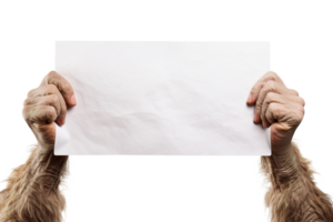 Monster's hands holding blank old paper, on transparent background. Copy space for your text. Halloween background with empty space. Happy Halloween. AI Generated png