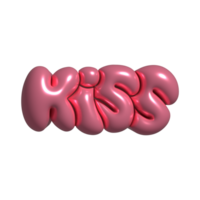 kus - 3d renderen wijnoogst grappig stijl koel meisjesachtig sticker. bubbel belettering label. humor knal ballon illustratie. raster png