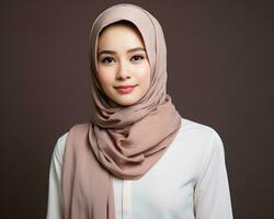 AI Generative Beautiful asian muslim girl wearing hijab photo