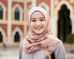 AI Generative Beautiful asian muslim girl wearing hijab photo