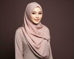 AI Generative Beautiful asian muslim girl wearing hijab photo